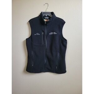 Google Apps Logo Embroidered Fleece Vest By Eddie‎ Bauer Black Sz M